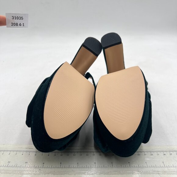 XYD Dark Green Velvet Platform Chunky High Heel Sandal Peep Toe Ankle Strap Shoe - Picture 7 of 8